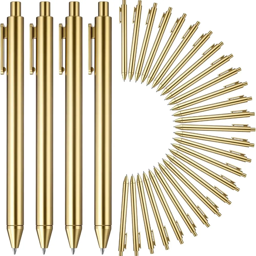 10/ 20 Pcs Luxury Gold Ballpoint Pens Bulk Retractable Black Ink Medium Point (0.7mm) Smooth Writing for Wedding Bridal Shower Business Office Students Teachers School, Diary & Gifts, Elegant Student Pen, Specialty Pen