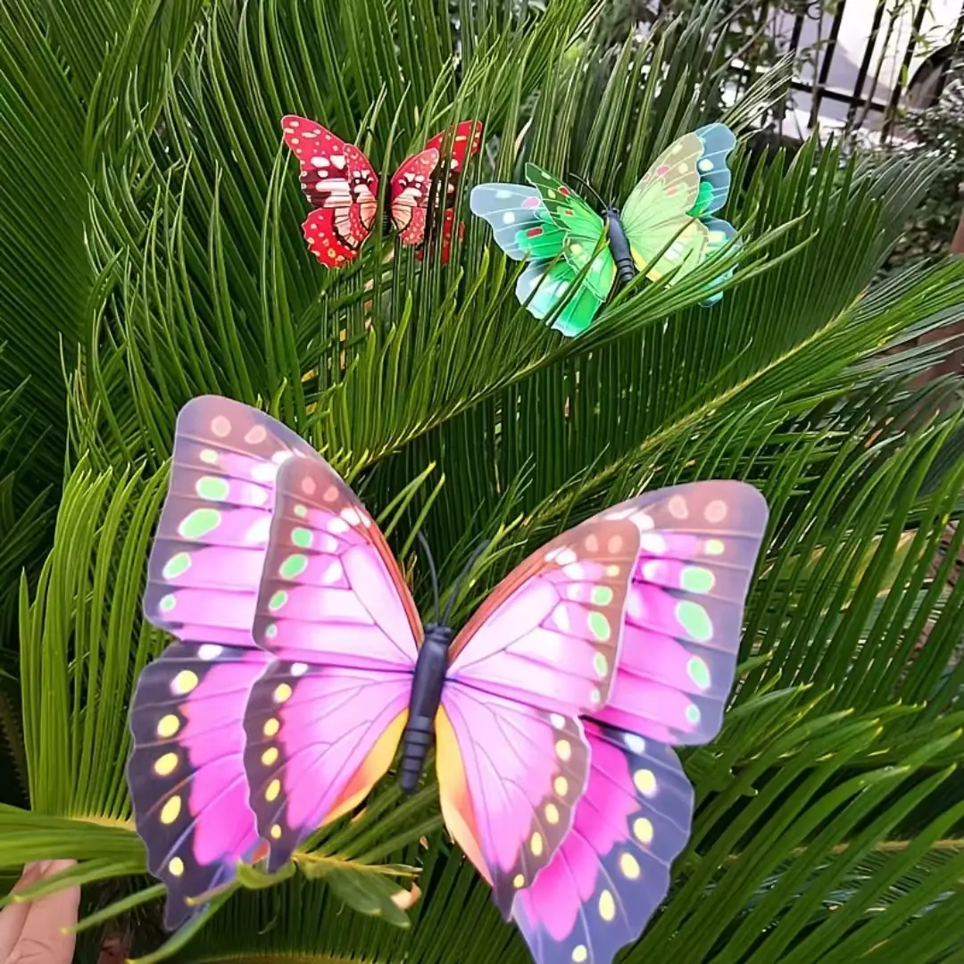 Multicolor 3D Simulation Butterfly Decor Stickers, Waterproof PVC Artificial Butterfly Ornaments, Removable Wall Decals For Plant Decor Wedding Party Bedroom Layout