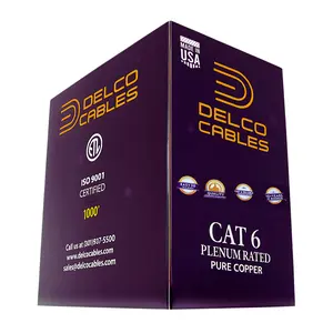 ETL Listed Cat6 Plenum UTP 100% Solid Bare Copper Ethernet Cable 1000ft U.S. Made