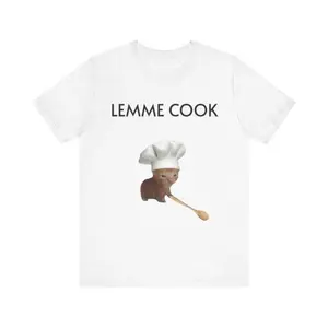 Unisex Boxy Fit Heavyweight TeeFunny Cat Meme T-Shirt - 'LEMME COOK' Cute Chef Cat Shirt for Cat Lovers  Foodies, Full Colors, Full Sizes, For Men, For Women, gift for him gift for herFashion	Unisex T-shirts M-5XLClean Look