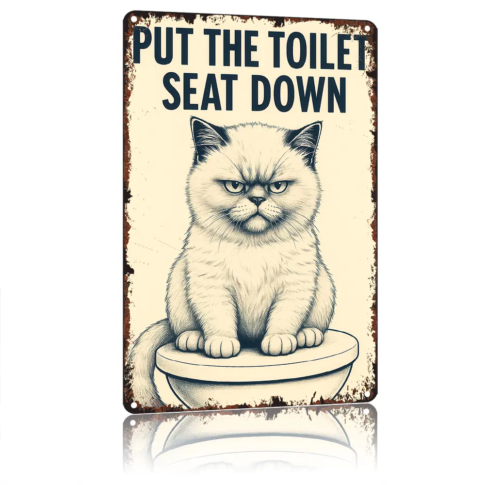 Put The Toilet Seat Down-Bathroom Stickers For Wall 8x12 Inch Aluminum Sign Durable And For Easy Installation,Suitable For Restroom Family Bathroom Wall Decor.