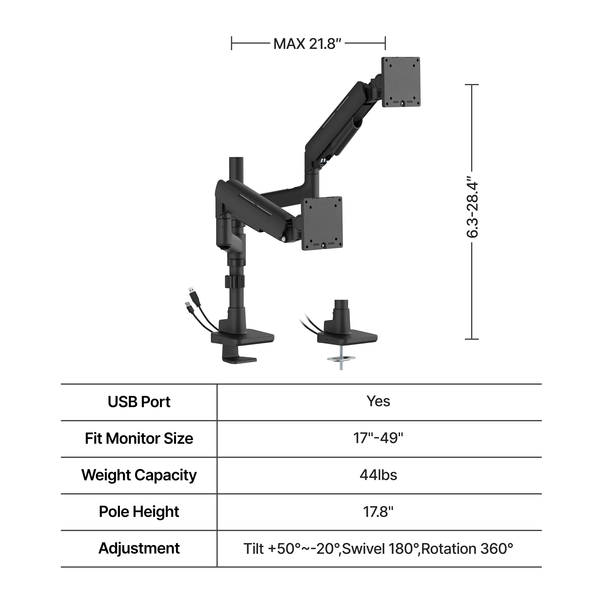 Dual Pole Stand Black (USB)