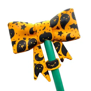 1pc Boo-tifully Tied 3d Silicone Straw Topper - Halloween Straw Cover Cap Ghost & Bats DIY Craft Spooky Vibes