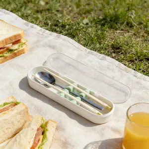 Stainless Steel Portable Cutlery Set, Student Office Spoon Chopsticks Three-Piece Giftware, Outdoor Dining Utensils