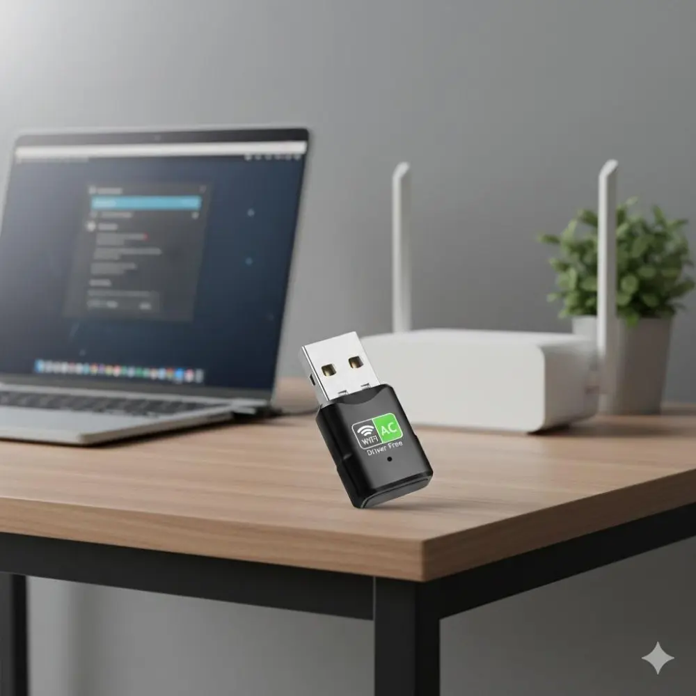 AC600 Dual Band USB WiFi Adapter for PC Desktop Laptop, 2.4GHz/5GHz High Gain Wireless Network Adapter, Mini Portable Design, Supports Windows 11/10/8/7/XP/Vista, Stable Fast Internet Experience
