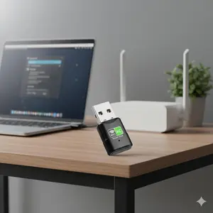 AC600 Dual Band USB WiFi Adapter for PC Desktop Laptop, 2.4GHz/5GHz High Gain Wireless Network Adapter, Mini Portable Design, Supports Windows 11/10/8/7/XP/Vista, Stable Fast Internet Experience