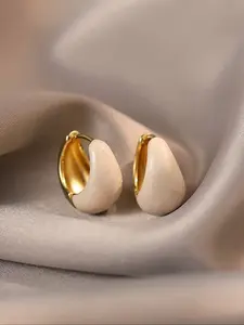French Vintage Elegant Oil-Drop Geometric Hoop Earrings, Stylish Metal Ear Cuffs for Women, Daily Commute, Dates, Parties, Holidays