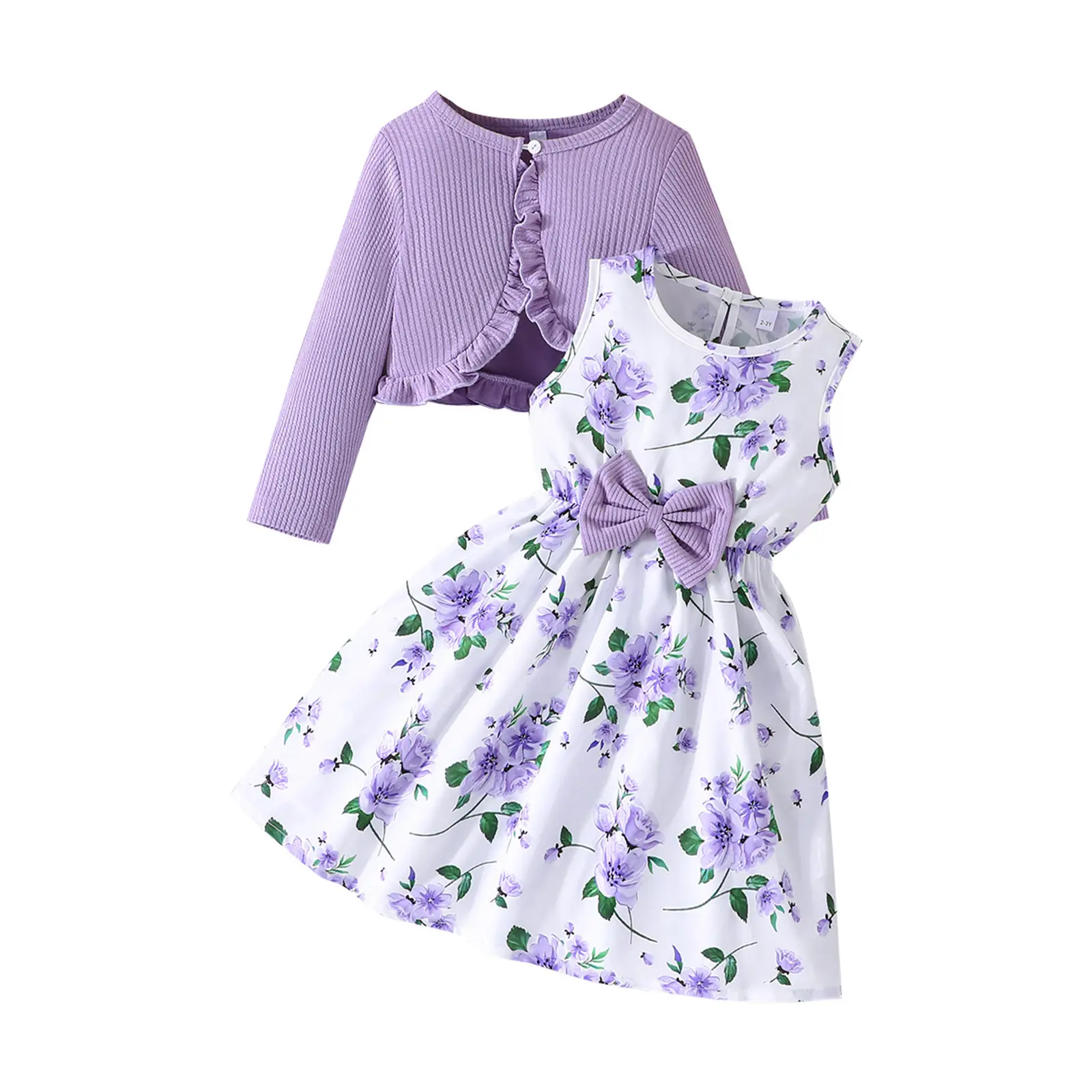 Canrulo Girls Dress and Cardigan Sleeveless Floral Print Tank Dresses and Bolero Shrug 2 Piece Kids Girl Spring Outfit