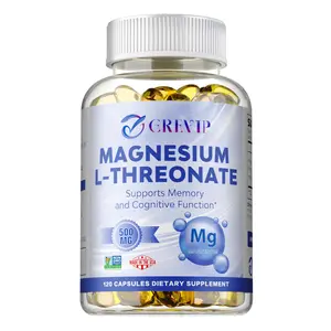 GREVIP bottled 120 L-Threonate Magnesium Dietary Soft Capsules, 500 mg, high content and high absorption, supports brain and memory health, suitable for both men and women.