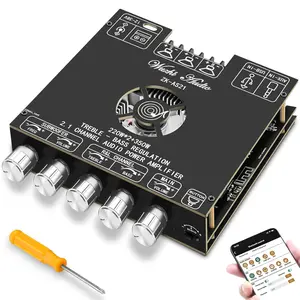 Power Amplifier Board Stereo - HiFi 2.1  2X220W+350W  5.1 16-32V Digital Power Audio Amplifier Module Subwoofer Control with AUX//USB Flash Drive (ZK-AS21)