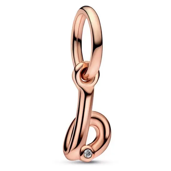 Pandora Script Letter B Dangle Charm - 782459C01, Personalized Jewelry Charms & Pendants, 3-Dimensional Handwritten-Look Letter, Reminder of Loved Ones, Symbol of Your Identity