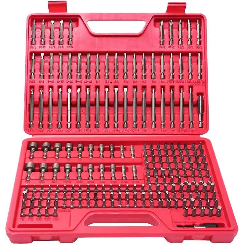 208-Piece Screwdriver Bit Set, Cr-V Steel, SAE&Metric, Include Precision Bit, Nut Driver & Bit Adaptor, Repair tool for Auto, Furniture, Machinery, Computers