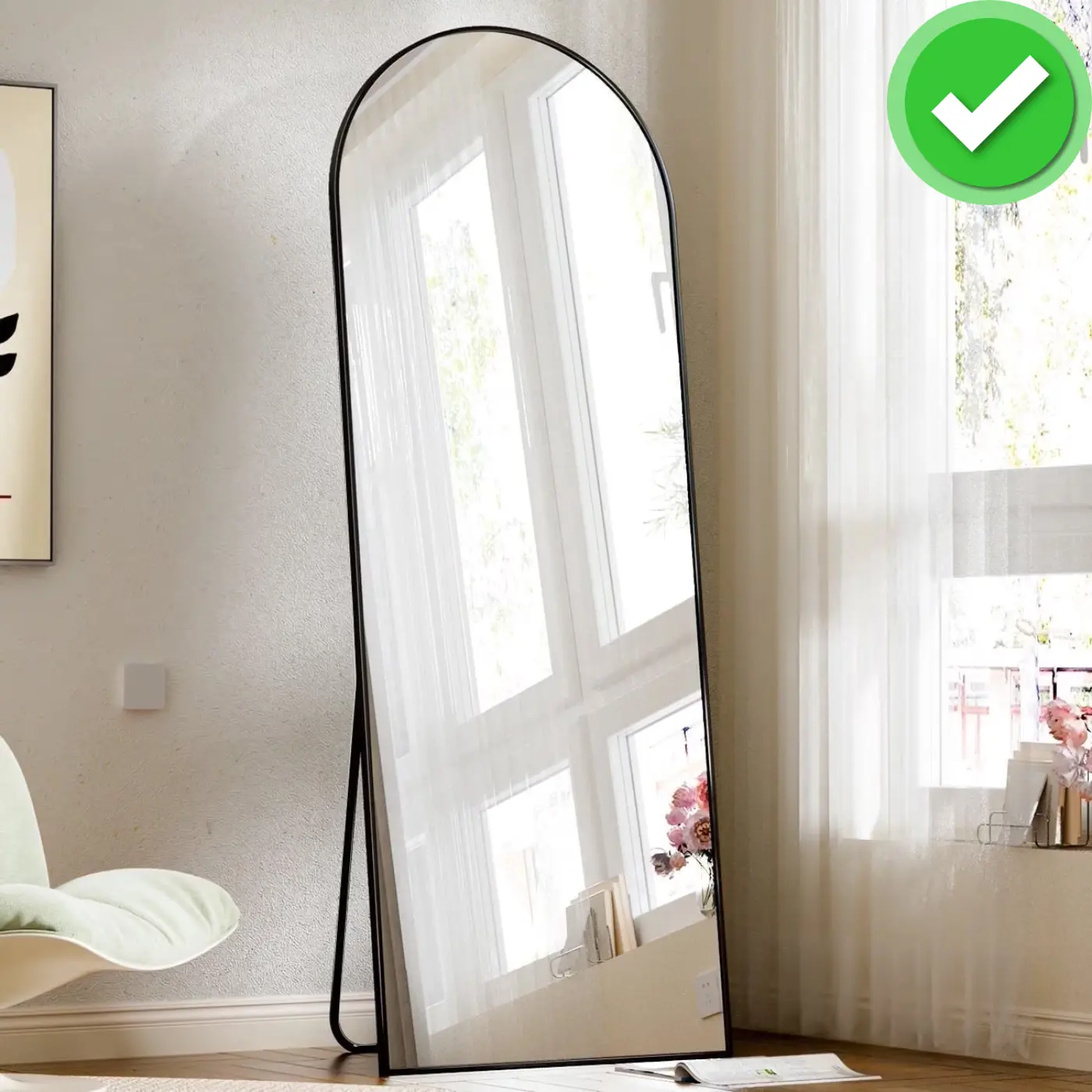 Arched Full Length Mirror Full Body Floor Standing Mirror Wall Mounted