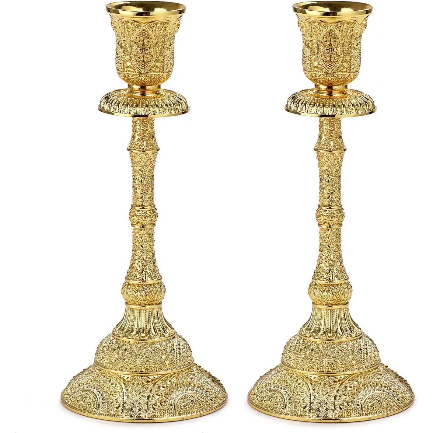 Set of 2 Taper Candle Holders  Metal Pillar Candlestick Holders 7.4", Elegant Brass Candle Stick Holders Decor Candelabra Set for Dining Table Centerpieces Wedding  Decoration,