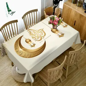 1PC Muslim Ramadan Tablecloth Washable, Table Cover Perfect for Picnics, Camping, Weddings, Birthday Parties, Christmas Restaurants, and Buffets - Protect Your Tabletop with Vintage Style Table Cloth Home Decoration