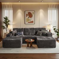 106" Grey U Shaped with Ottoman, Right Chaise