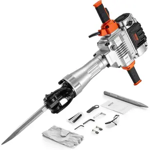 VEVOR Demolition Jack Hammer, 2100 W Powerful Electric Jackhammer, 1650 BPM Concrete Breaker with 2 Point Chisels, 2 Flat Chisels, Hand Trolley, Gloves, for Concrete, Wall, Brick, Tile and FoundationVEVOR Super Brand Day