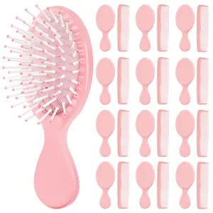 24Pcs/Set Mini Hair Brush Including 12 Travel Wet Dry Hair Combs Small Pocket Detangling 12 Plastic Combs for Spa Birthday Sleepover Bridal Shower Bachelorette New Year Gifts,Hand Tools Kits