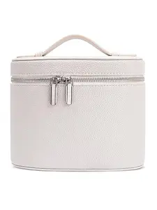 Detachable Partition Makeup Organizer Bag, Portable Travel Cosmetic Storage Box, Elastic Leather Makeup Pouch, PU Material Compact Case