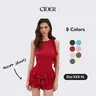 Cider Boat Neck Ruched Ruffle Hem Layered Micro Romper