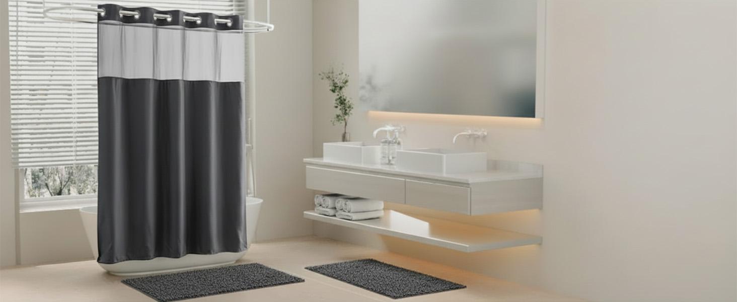 Plastic Shower Liner Clear - Premium PEVA Shower Curtain Liner with Rustproof Grommets and 3 Magnets, Waterproof Cute Lightweight Standard Size Bathroom Curtains - Clear