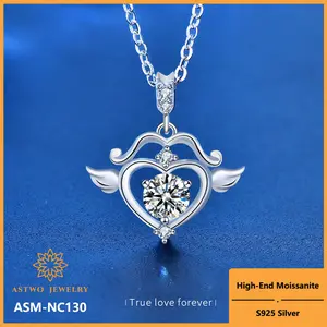[ASM-NC130] Moissanite Diamond Cupid's Arrow Necklace Female 925 sterling silver fine jewelry silver jewelry moissanite necklace