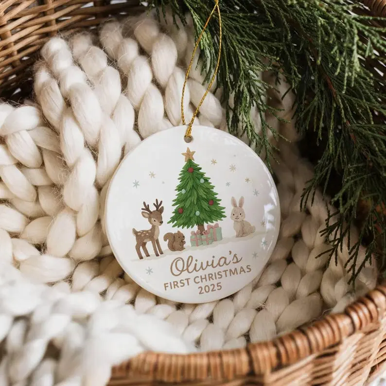 Personalized Baby First Christmas Ornament, Baby's 1st Christmas Keepsake, Custom Newborn Ornament with Name, First Year Christmas Gift, Baby Shower Gift, Comes with Gift Box