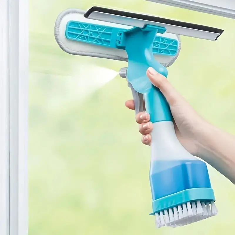 4 in 1 Glass Cleaning Brush, 1 Count Multifunctional Window, Creative Household Cleaning Tool, Home Cleaning Tool for Bathroom, Mirror, Window, Tile, Window Cleaning Scraper, Cleaning Supplies