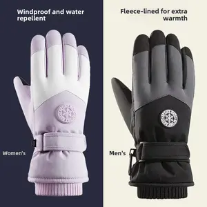 Men's and women's ski gloves outdoor fleece cycling windproof fleece warm water-repellent touch screen outdoor cycling gloves