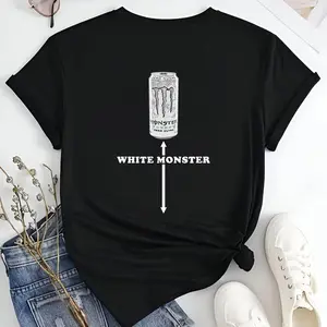 JALILELKHOURY White Monster T-Shirt, White Monster Funny Joke Man Friends, Monsters Shirt, White Monster Brown Monster, Casual Tee