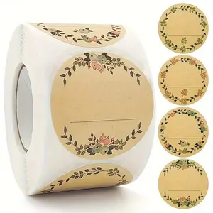 500 PCS/Roll Eco-Friendly Floral Stickers, Decorative Stickers, Vintage French Design with Writeable Surface, Writeable Food-Safe Labels for Bakers & Florists