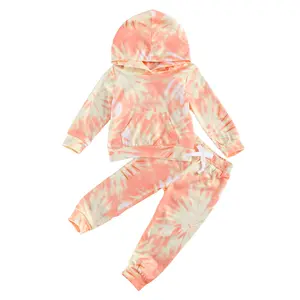LAGKIYOJ Kids Toddler Baby Girl Tie Dye Tracksuit Outfit Crewneck Top and Pants 2Pcs Clothes Set Sweatsuits Jogging Suits