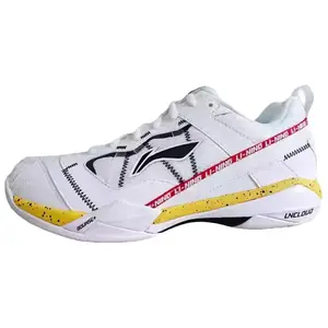LiNing Ace Badminton Shoes Men's Low-Top Rubber Comfort Cushion Anti-Slip Wear-Resistant White Yellow Blue