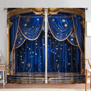 Stage Printing Curtain, 1 Set Creative Stage Curtain, Home Decor for Living Room Bedroom, Room Decor, Home Decor