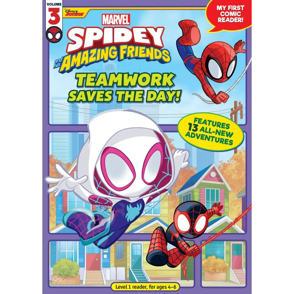 Used Marvel Press "Spidey and His Amazing Friends: Teamwork Saves the Day!" Series Vol.1 My First Comic Reader - English Paperback, School Educational Supplies, Ages 4–6, Used Good Cond., Accessible Layouts, Adventure-Themed for Friendship Focus