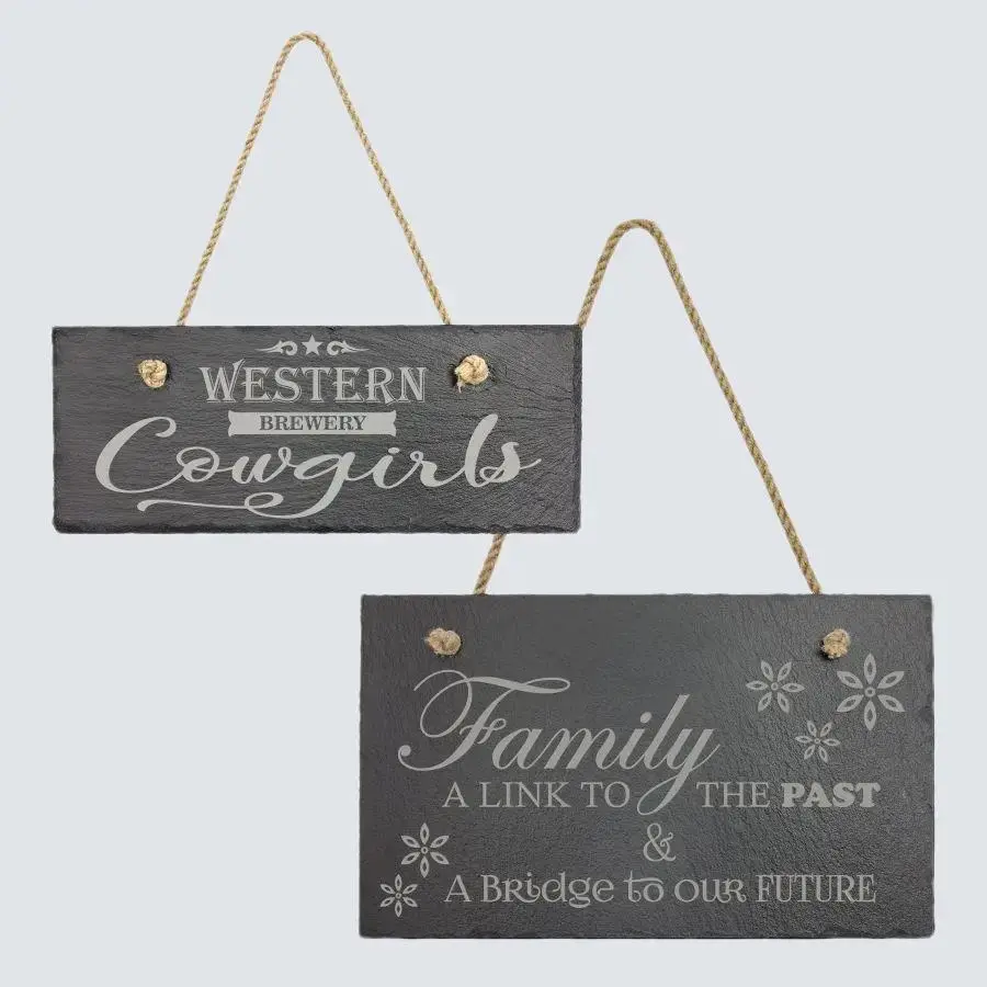 Personalized Engraved Rectangular Hanging Slate Sign