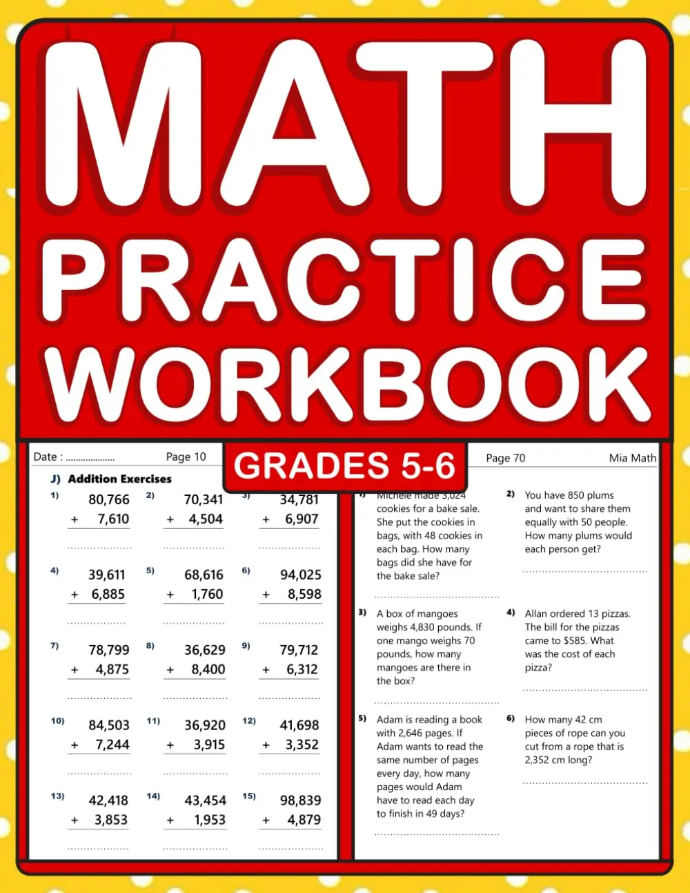 Math Practice Workbook For Grades 5-6 With Addition, Subtraction ...