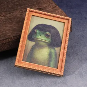 Funny Frog Magnet with Bob Haircut - Weird Core Fridge Decor - Cute Meme Gift for Bestie & Coworker Wooden Sass Sign tiktokshopspringglowup