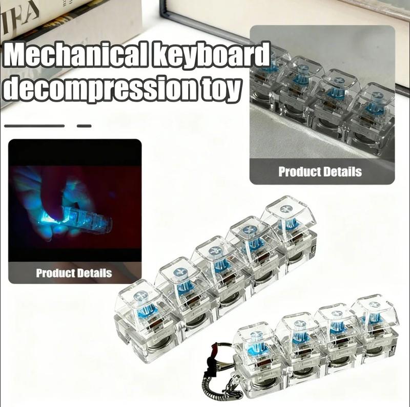 Keyboard Fidget Toy for Adults Fidget Keyboard Clicker Toys with LED Lights Keychain Stress Relief for Anxiety Decompression