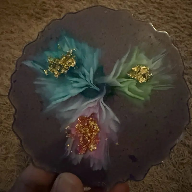 3 color flower resin l coaster
