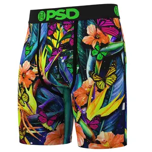 PSD Men's Cosmic Jungle Boxer Brief - Standard Length 7 Inch Inseam, Soft and Breathable Poly Blend Fabric