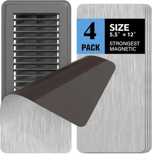 4 Pack Magnetic Vent Covers for Home 5.5" x 12" Magnetic Floor Register Vent Covers Strong Magnetic Air Vent Covers for Floor, Wall, and Ceiling Vents, NOT Suitable for Plastic Vents Grey