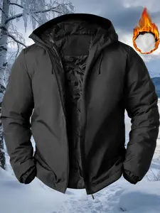 Men's Hooded Padded Jacket Coat Black Only Heat Storage Warmth Soft Lining 3D Tailoring Clean Version Casual Practical Street Fashion Outerwear For Daily Travel Light Outdoor Warmth Essential For Autumn Winter Wear Quilted Lightweight Jacket