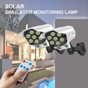 2PC 1:1 Fake Security Camera Light ️ Solar Powered | Motion Sensor & Remote Control | IP65 Waterproof | LED Deterrent Light for Home/Garden Durable Plastic Rechargeable,summervibes