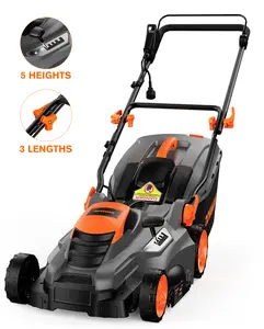 DOVAMAN 13 Amp Corded Electric Lawn Mower, 16-Inch Cutting Width, 5 Adjustable Mowing Heights, 3-Step Foldable Handle, and Collection Bag with Full Indicator Lawnmower