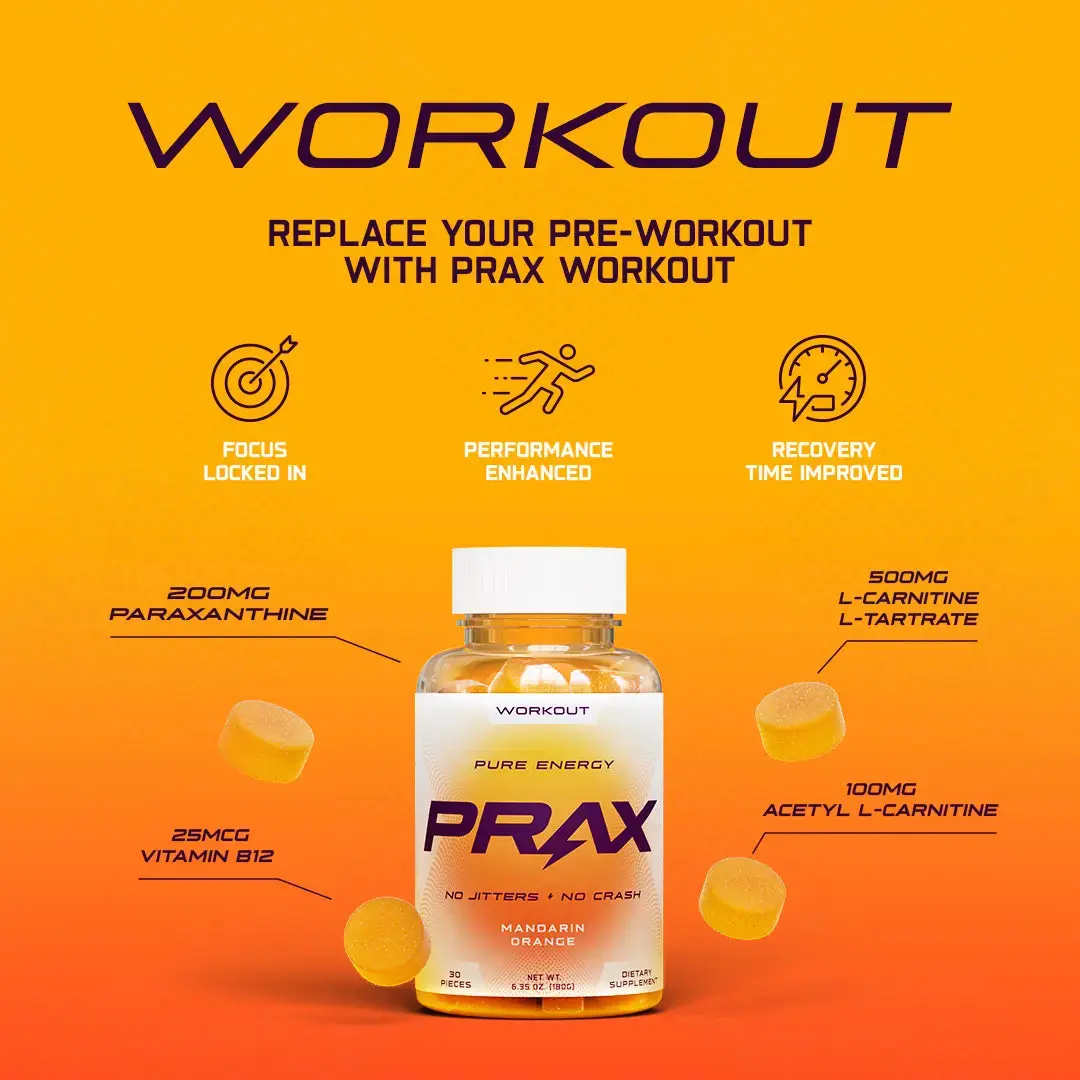 PRAX Workout - Paraxanthine Energy Gummies - Caffeine Free Energy for  Athletes and Fitness Enthusiasts Beverage Sport - TikTok Shop