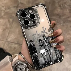 Anime Cool Nana Osaki Line Plating Case For iPhone 17 16 15 14 13 12 11 Air Pro Max Plus Y2K Anti-Fall Airabag Cover TPU Full Protection Cartoon Animal Pattern Cellphone Protector