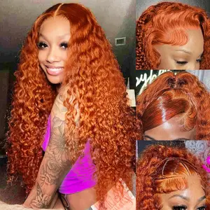Boifit Hair Ginger Orange Lace Front Wig Human Hair 13x6 200% Density HD Deep Wave Lace Front Wigs Pre Plucked 350 Color Glueless Wet and Wavy Curly Wig