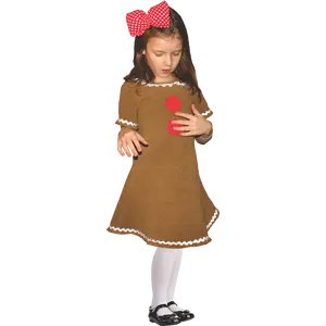 Gingerbread Costume Dress For Kids - Adorable Girly Costume For Halloween, Christmas, Role Play, Pretend Play Fun, Theme Party & Cosplay