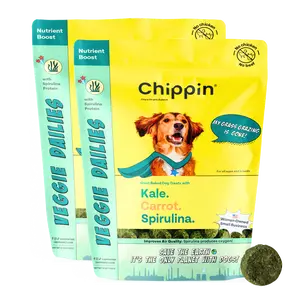 Chippin Veggie Dailies Kale Carrot Spirulina Crunchy Dog Biscuits Curb Grass Eating Vegan Protein Natural Probiotic Digestive Support